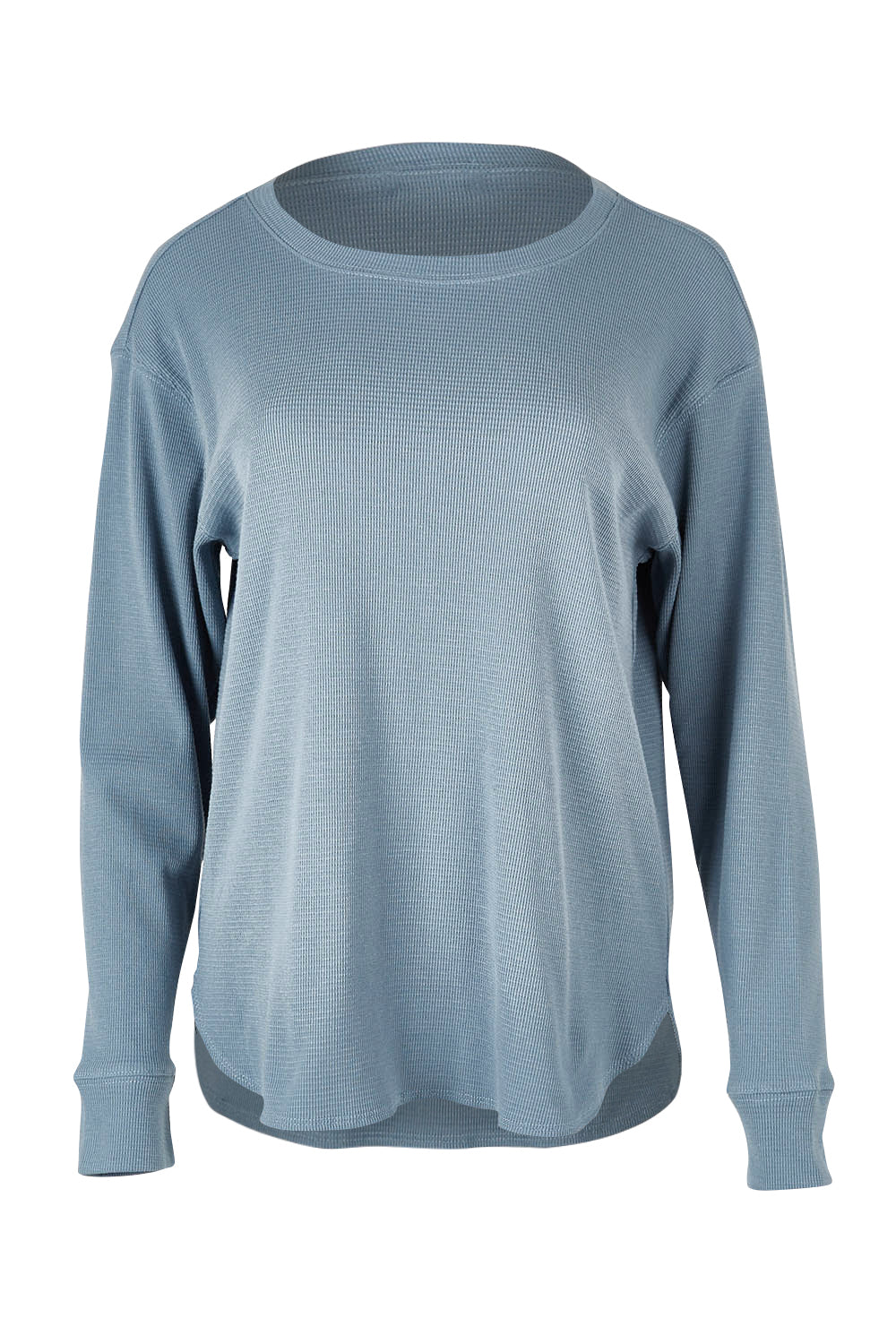 Product shot of the Waffle Weekend Crew in colour Ink (Blue), from the front