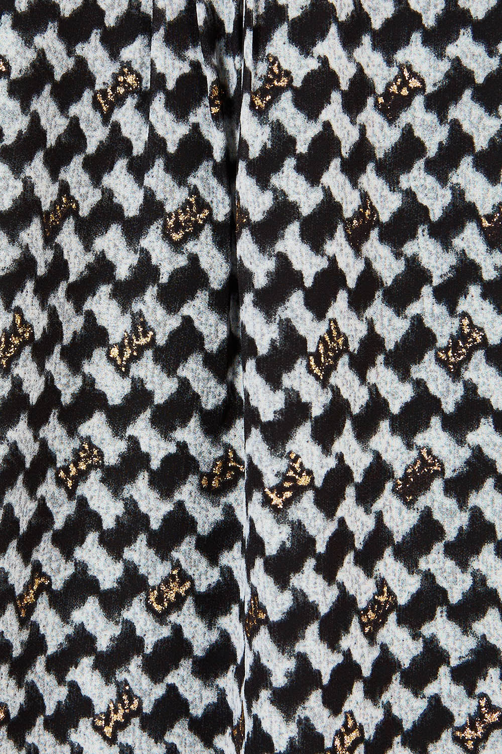 Product shot of the Chiffon Pintuck Top in colour Check (Black), detail