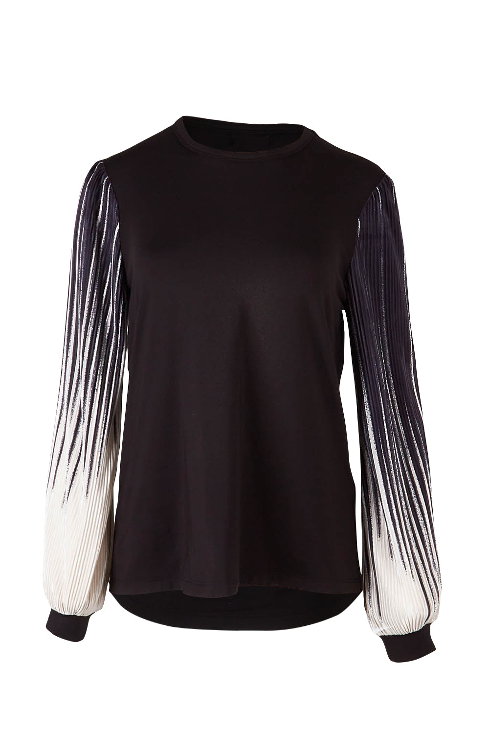 Product shot of the Contrast Pleat Top in colour Black (Black), from the front