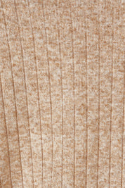 Product shot of the Spliced Cowl Rib Top in colour Coral, detail