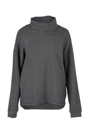 Product shot of the Oversized Loose Cowl Top in colour Black (Black), from the front