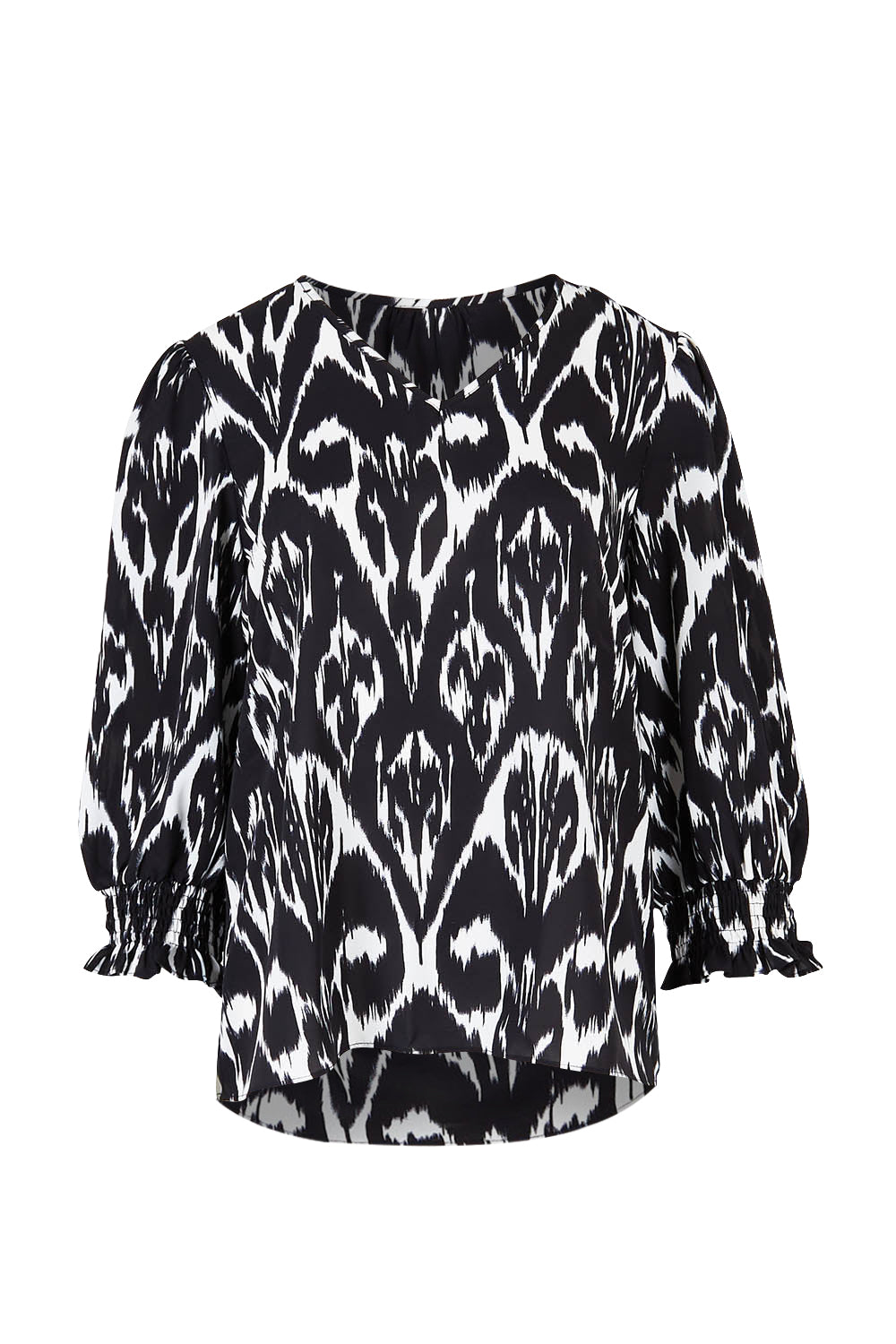 Product shot of the Felicia Top in colour Aztec (Blue), from the front