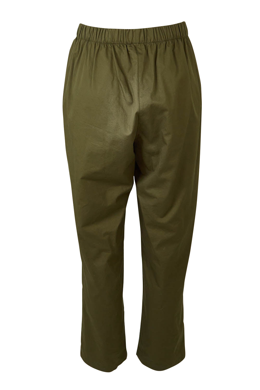 Product shot of the Cotton Cargo Pant in colour Khaki (Green), from the back