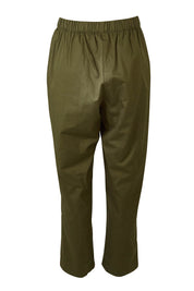 Product shot of the Cotton Cargo Pant in colour Khaki (Green), from the back