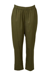 Product shot of the Cotton Cargo Pant in colour Khaki (Green), from the front