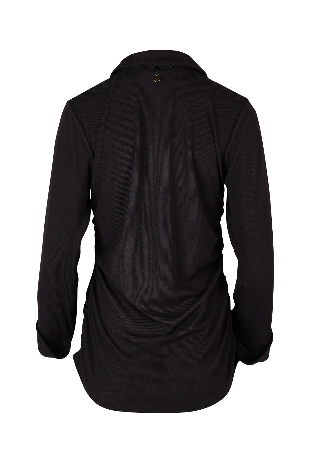 Product shot of the Ruched Sides Shirt in colour Black (Black), from the back