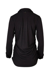 Product shot of the Ruched Sides Shirt in colour Black (Black), from the back
