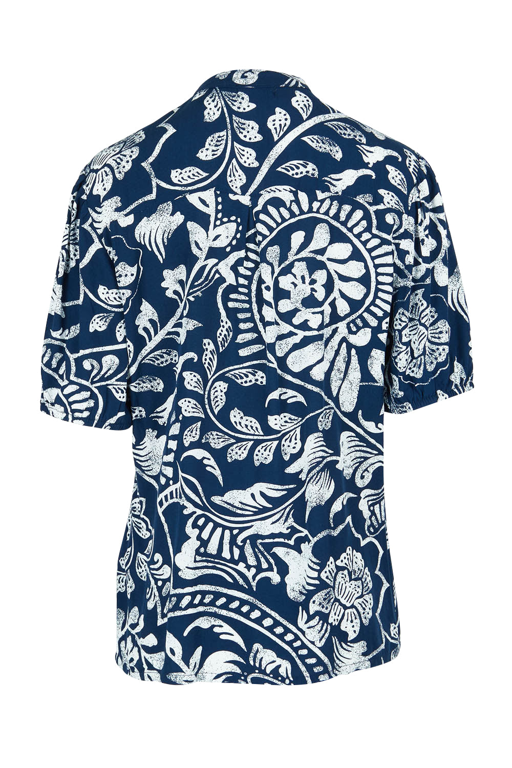 Product shot of the Poet Shirt in colour Navywhite (Blue), from the back