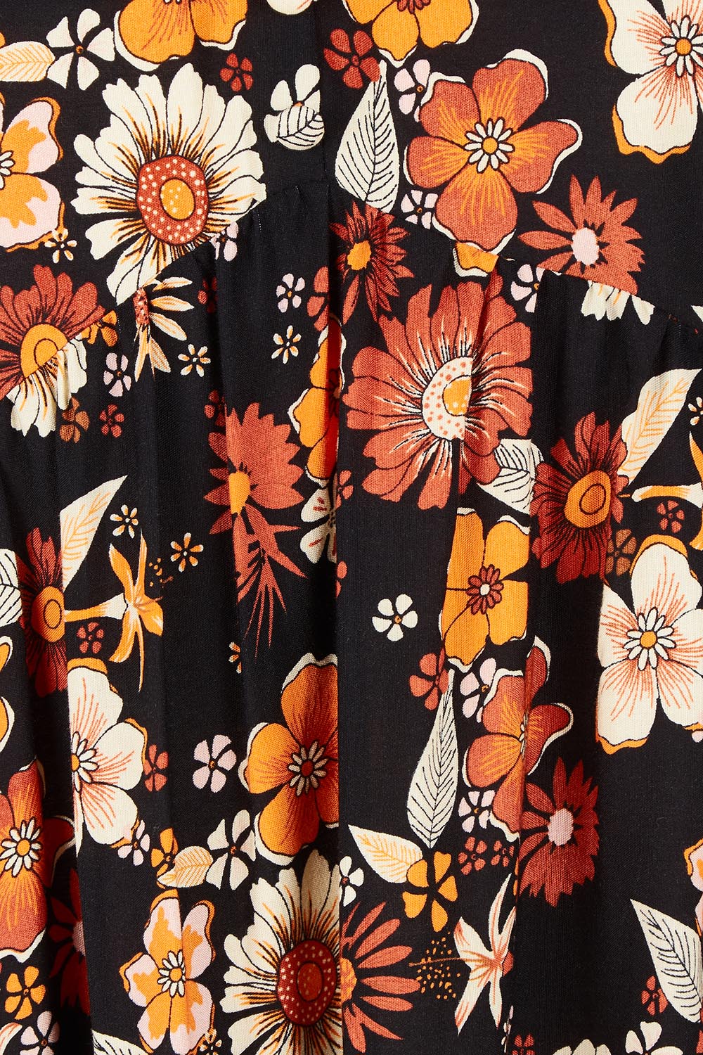 Product shot of The Flounce Dress in colour Black (Black), detail