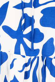 Product shot of the Tier Garden Dress – Blue in colour Blue, showing detail