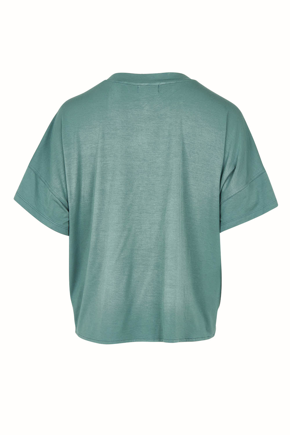 Product shot of the Bamboo Twist Top in colour Petrol (Green), from the back