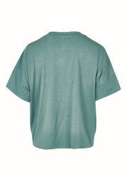 Product shot of the Bamboo Twist Top in colour Petrol (Green), from the back