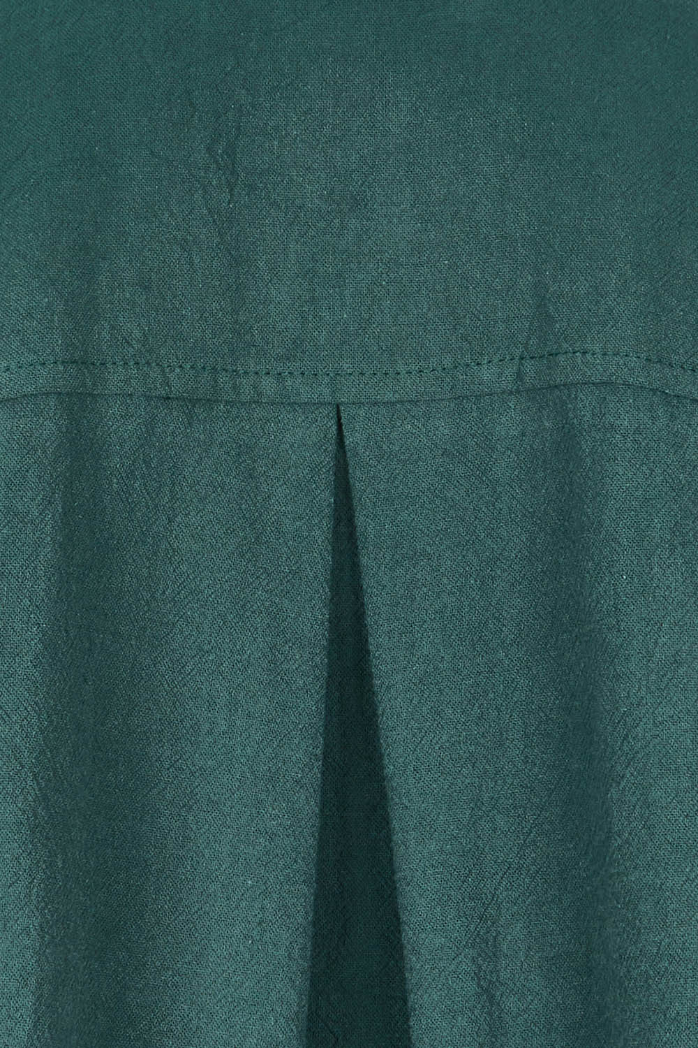 Product shot of the Top Stitch Cotton Shirt Dress in colour Forest (Green), detail