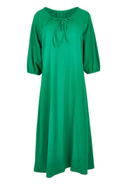 Product shot of the Pop Floral Core Cotton Upcycle Dress in colour Green (Green), from the front