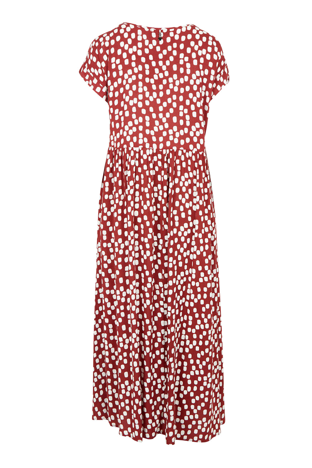 Product shot of the Teardrop Print Dress in colour Cinnamon, from the back
