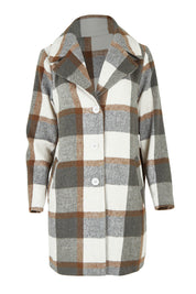 Product shot of the Check Coat in colour Silver (Grey), from the front