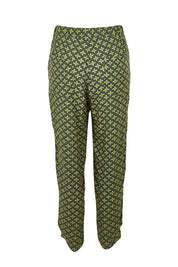 Product shot of the Java Crop Pant in colour Teal (Green), from the back