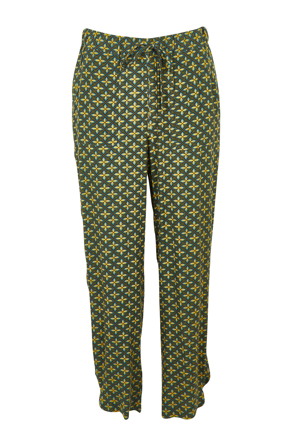 Product shot of the Java Crop Pant in colour Teal (Green), from the front