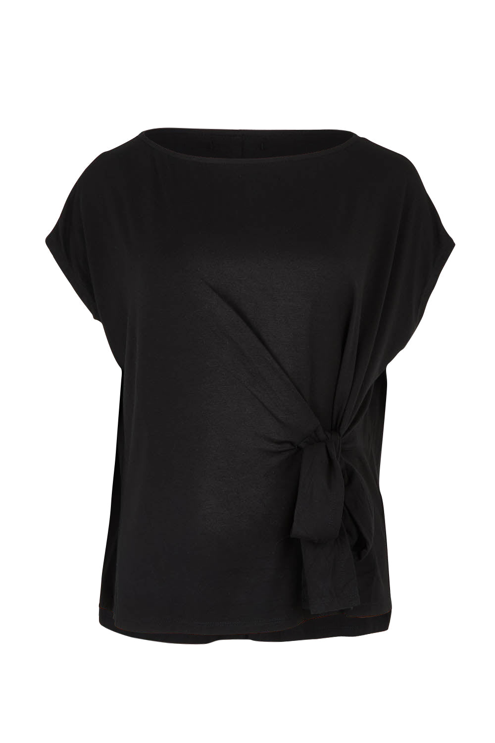 Product shot of the Bamboo Tye Top in colour Black (Black), from the front