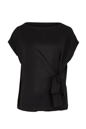 Product shot of the Bamboo Tye Top in colour Black (Black), from the front