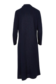 Product shot of the Cowl Shift Dress in colour Navy (Blue), from the back