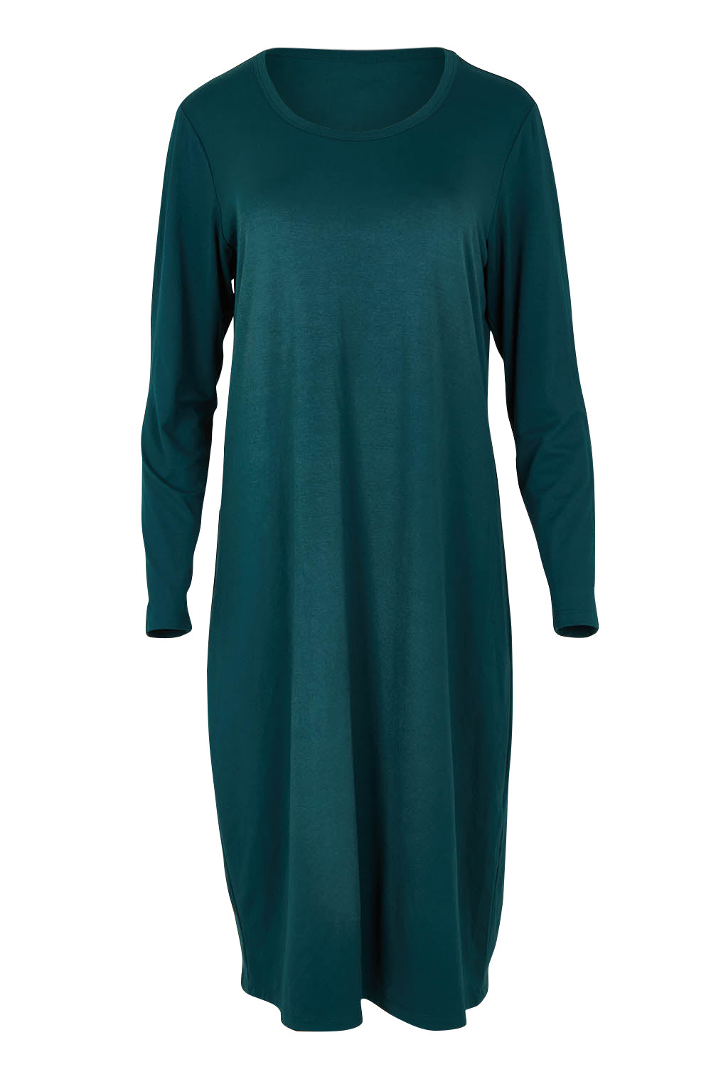 Product shot of the Bamboo Dress in colour Forest (Green), from the front