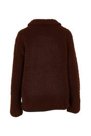 Product shot of the Teddy Zippy Jacket in colour Choc, from the back