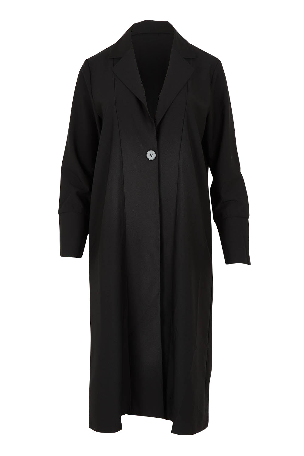 Product shot of the Fluid Longline Jacket in colour Black (Black), from the front
