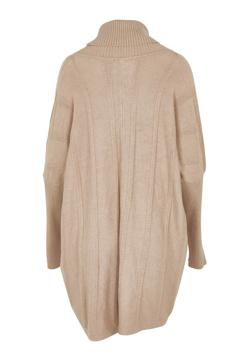 Product shot of the Polo Tunic Knit Jumper in colour Sand, from the back