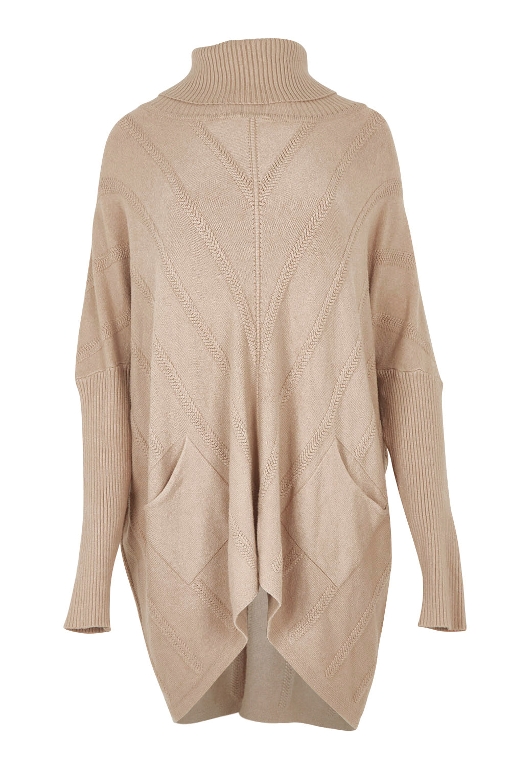 Product shot of the Polo Tunic Knit Jumper in colour Sand, from the front
