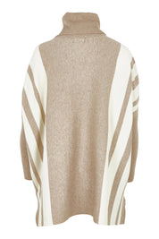 Product shot of the Stripe True Knit Pullover in colour Beigeivory, from the back