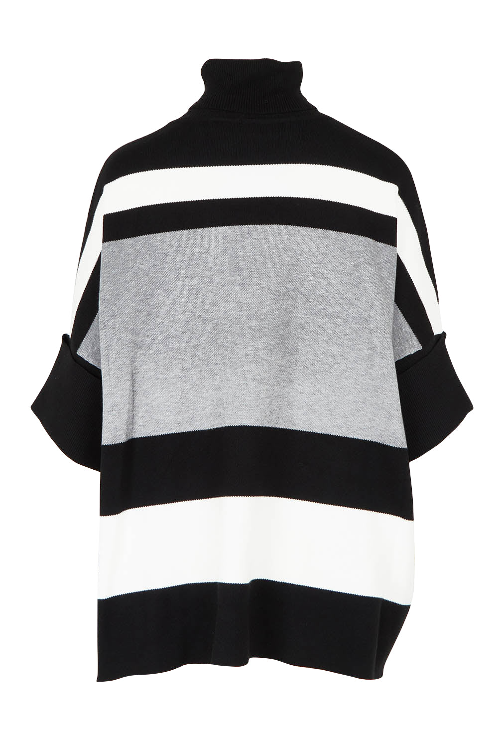 Product shot of the Stripe Polo Knit Pullover in colour Char (Grey), from the back