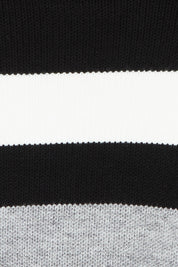 Product shot of the Stripe Polo Knit Pullover in colour Char (Grey), detail