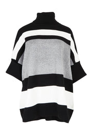 Product shot of the Stripe Polo Knit Pullover in colour Char (Grey), from the front