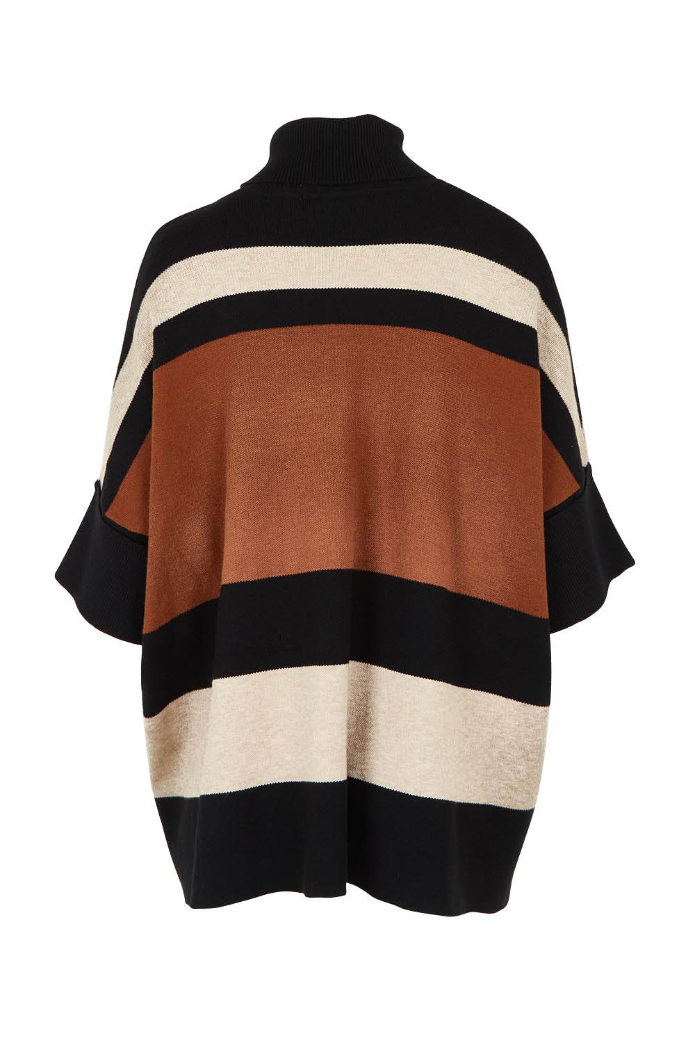 Product shot of the Stripe Polo Knit Pullover in colour Coffee, from the back