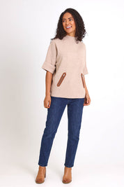 Polo Tunic Knit Jumper – Beige
