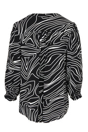 Product shot of the Black And White Button Up Shirt in colour Blackwhite (Black), from the back