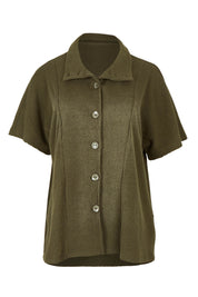 Product shot of the Vesty Top in colour Khaki (Green), from the front