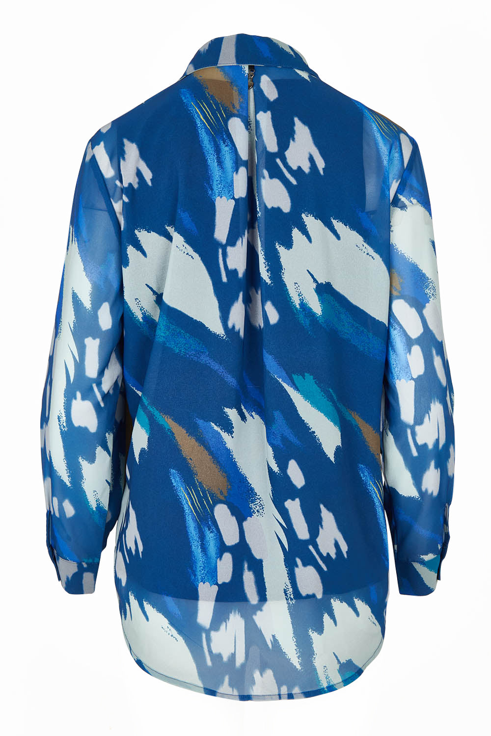 Product shot of the Abstract Shirt in colour Blueprint (Blue), from the back