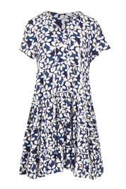 Product shot of the Katina Tier Short Dress in colour Navy (Blue), from the front