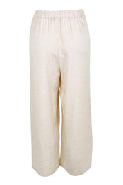 Product shot of the Linen Shores Pant – Sand in colour Sand, from the back