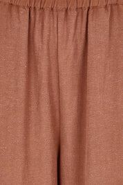 Product shot of the Linen Shores Pant – Toffee in colour Toffee, showing detail