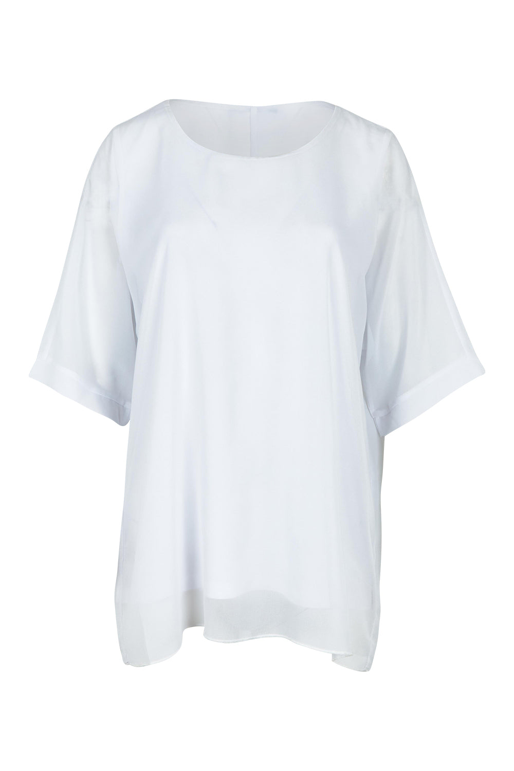 Product shot of the Gilliana Chiffon Overlay Top in colour White (White), from the front