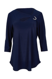 Product shot of the Ring Top in colour Navy (Blue), from the front