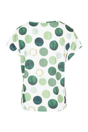 Product shot of the Spotty Dotty Cap Sleeve Top in colour Whitegrn (Green), from the back