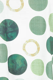 Product shot of the Spotty Dotty Cap Sleeve Top in colour Whitegrn (Green), detail