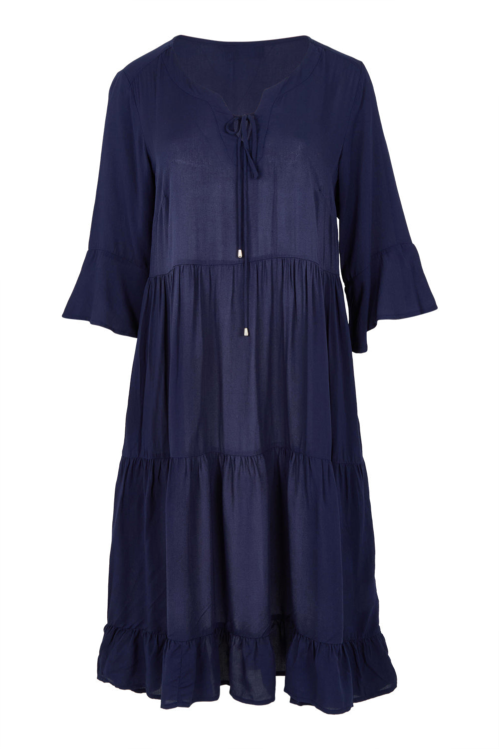 Product shot of the Jessie Dress in colour Navy (Blue), from the front