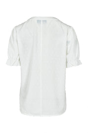 Product shot of the Embroidered Dobi Top in colour White (White), from the back