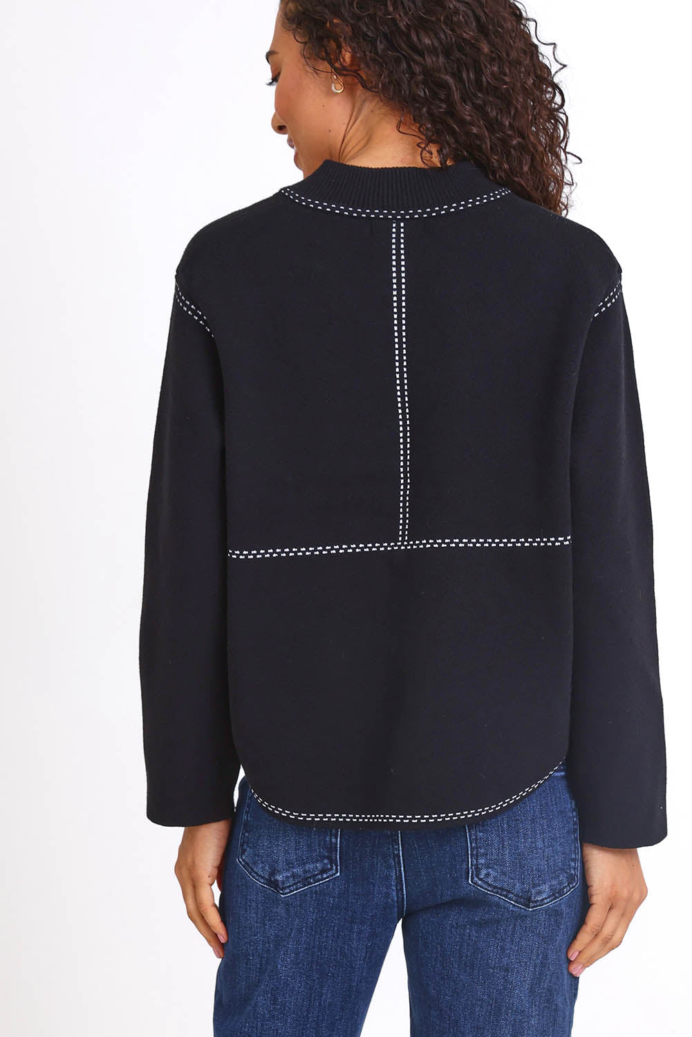 Contrast Stitch Cardy – Black