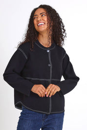 Contrast Stitch Cardy – Black